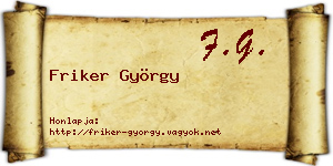 Friker György névjegykártya