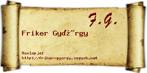 Friker György névjegykártya